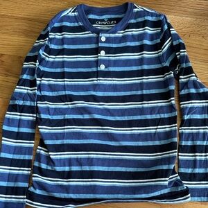 Crewcuts Striped Henley Long Sleeve Shirt - Light Blue & Navy NWOT size M